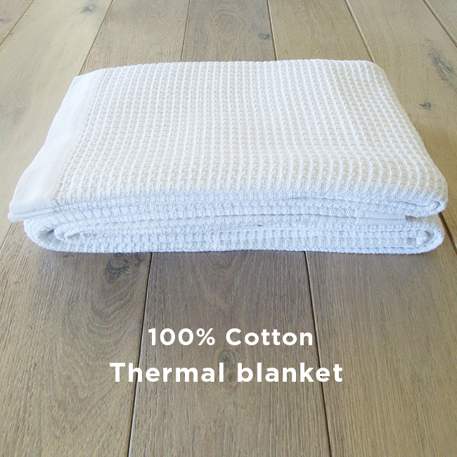 Open Weave Thermal Blanket, White