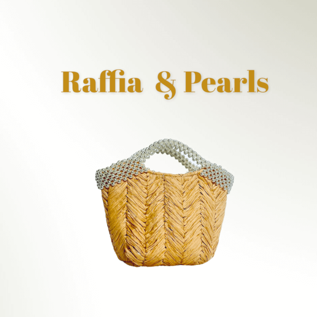 Raffia bag & Pearls on the handle